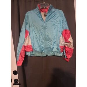 Puma Vintage Windbreaker. Women's Medium Jacket, Blue Pink White  Full‎ Zip